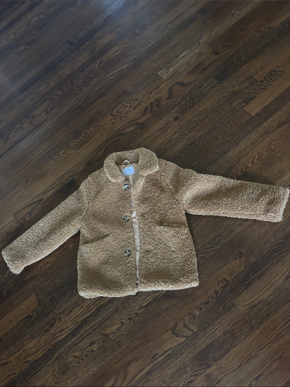 Zara Kids Tan Teddy Button-Up Jacket